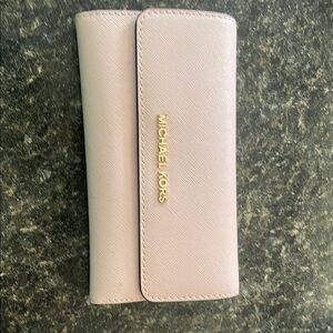 Michael Kors Pink Leather Wallet with Gold Accents